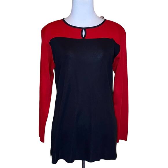 Misook Petite Acrylic Colorblock Eyelet Sweater Sm - Picture 1 of 6